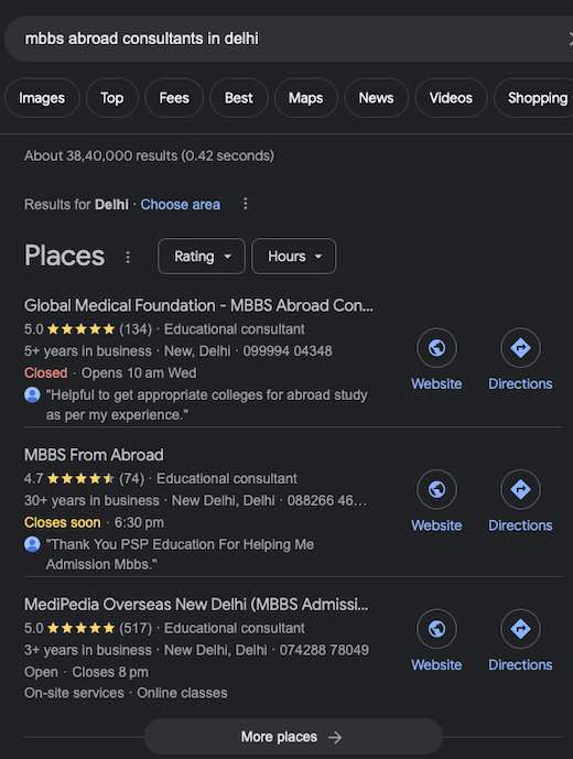 Google My Profile listing service in Delhi